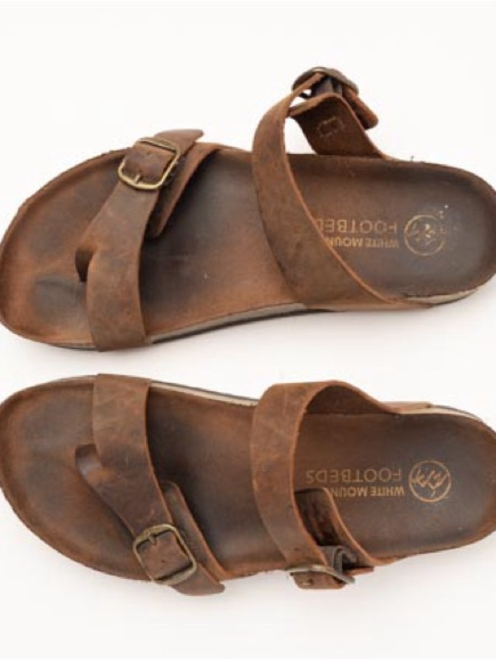 White Mountain Footbeds Brown Leather Buckle Sandals
